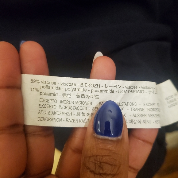 Zara Basic Navy Blue Fringe Metallic 3/4 Sleeve Snap Button Collar Neck … - Picture 7 of 7